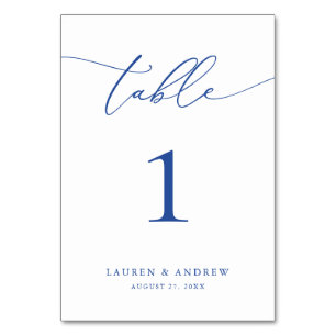 Marseille Bleu Minimalist Wedding Event Custom Table Number