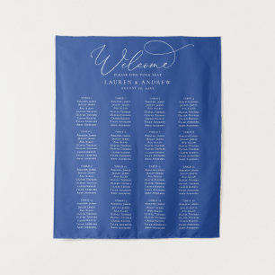 Marseille Bleu Minimalist Wedding Seating Chart Tapestry