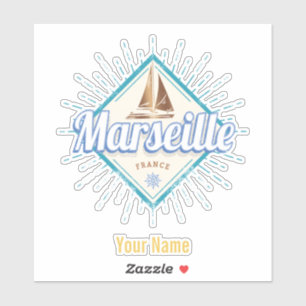 Marseille city France retro sailing ship vintage