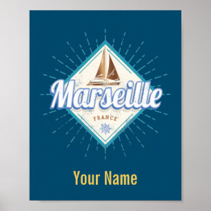 Marseille city France retro sailing ship vintage L Poster