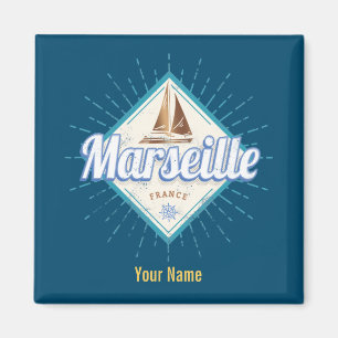 Marseille city France retro sailing ship vintage Magnet