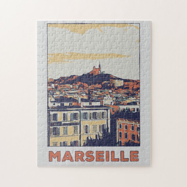 Marseille city view illustration France Jigsaw Puzzle (Vertical)