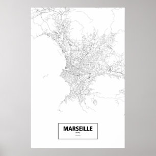 Marseille, France (black on white) Poster