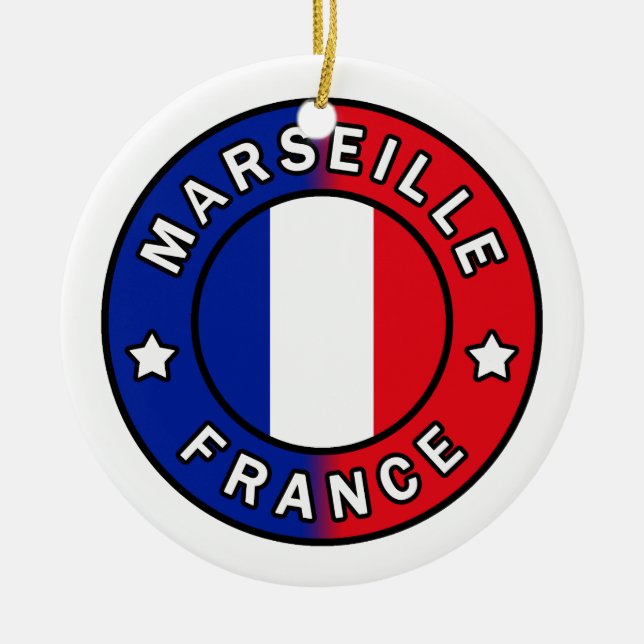 Marseille France Ceramic Tree Decoration (Front)