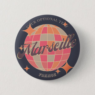 Marseille France City fashion pink disco ball 6 Cm Round Badge