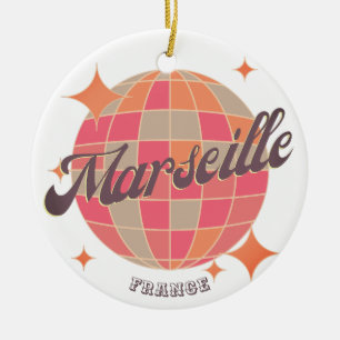 Marseille France City fashion pink disco ball  Ceramic Tree Decoration
