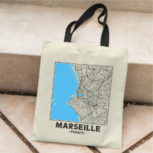 Marseille, France City Map Tote Bag