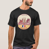 Marseille France City Skyline Emblem