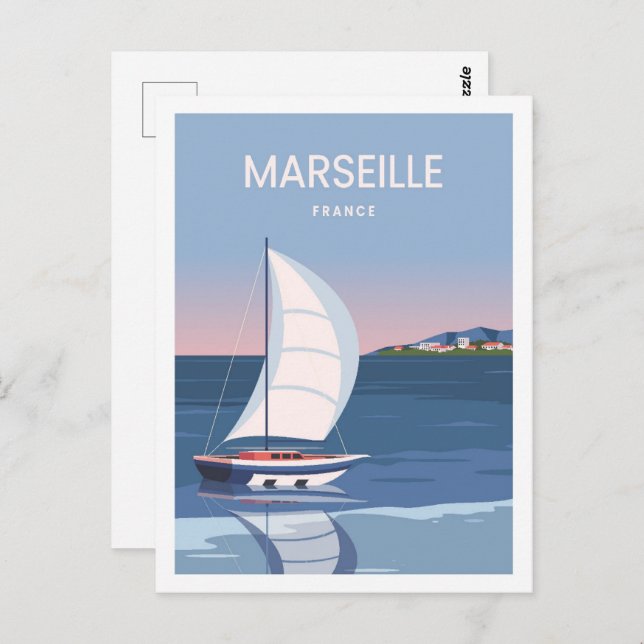 Marseille France Famous Travel Place Illustration Postcard (Front/Back)