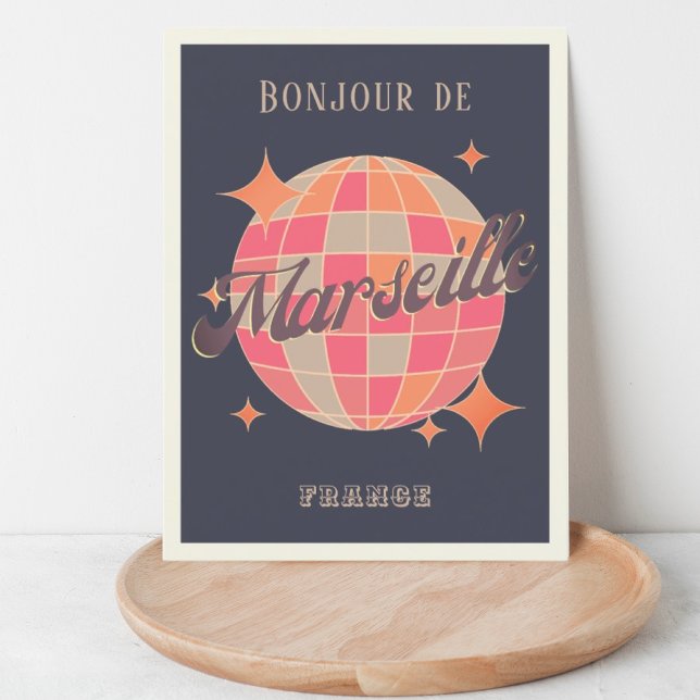 Marseille France party travel bonjour discoball  Postcard (Creator Uploaded)