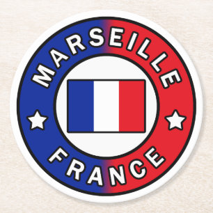 Marseille France Round Paper Coaster