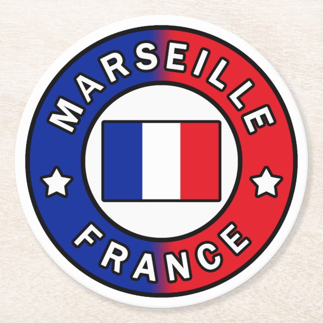 Marseille France Round Paper Coaster (Front)