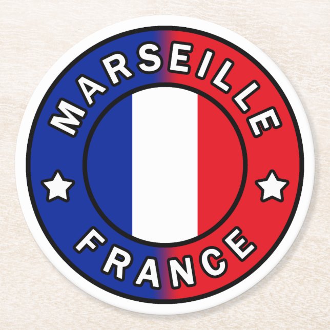Marseille France Round Paper Coaster (Front)