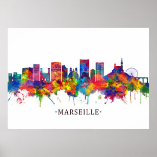 Marseille France Skyline Poster
