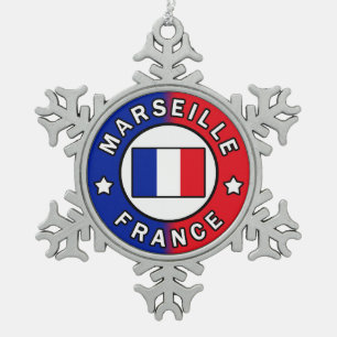 Marseille France Snowflake Pewter Christmas Ornament