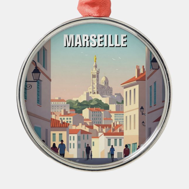 Marseille France Travel Metal Tree Decoration (Front)