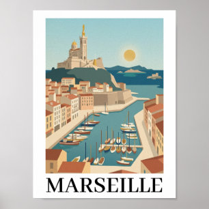 Marseille France Vintage Minimalist Travel Poster