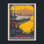 Marseille France Vintage Poster 1922 Postcard<br><div class="desc">Vintage railroad travel poster from Marseille, France. Published in 1922. Please note that our posters are high quality reproductions based on professional, very high resolution scans of the original. Our manual retouching process does not involve the use of filters that remove any original details or texture that you want see...</div>