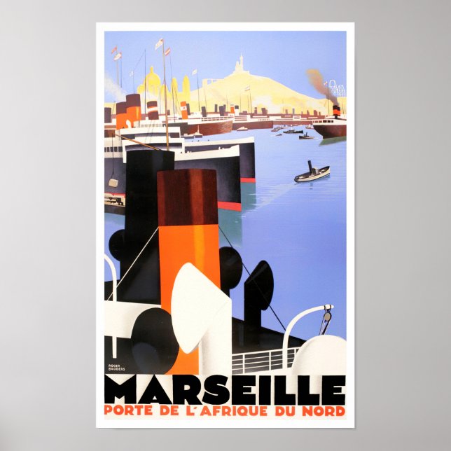 Marseille France vintage travel Poster (Front)
