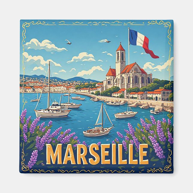 🧲 Marseille Mediterranean Trip Memory France 🌊 Magnet (Front)