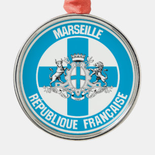 Marseille Round Emblem Metal Tree Decoration