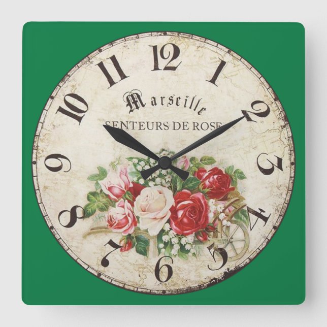 Marseille Senteurs De Rose, Scents Of Rose Square Wall Clock (Front)