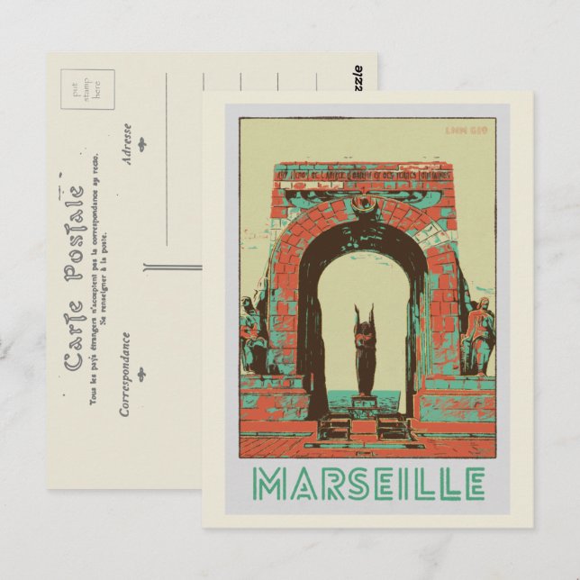 Marseille The Porte d’Orient illustration France Postcard (Front/Back)
