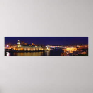 Marseille Vieux Port Night Poster