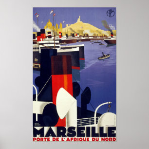 Marseille Vintage Travel Poster Restored