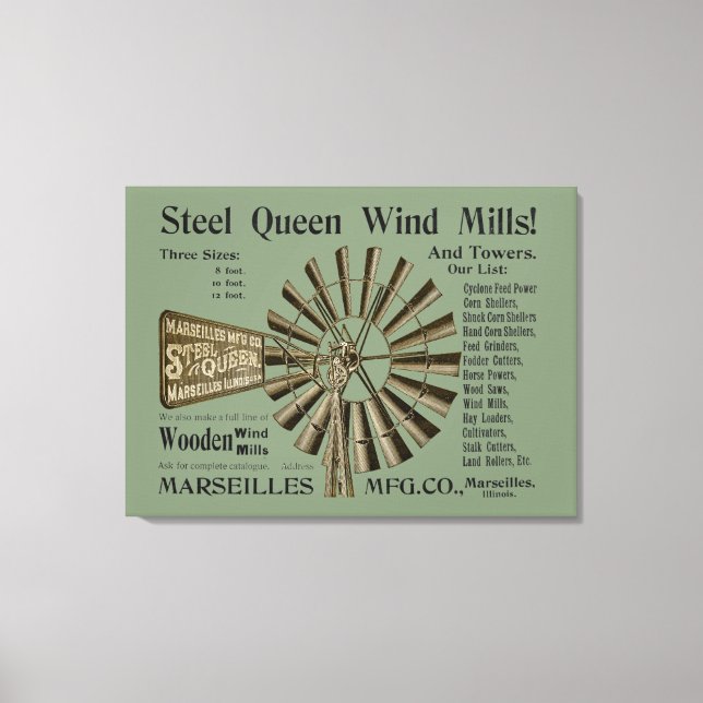 MARSEILLES ILLINOIS STEEL QUEEN WIND MILLS FARM CANVAS PRINT (Front)