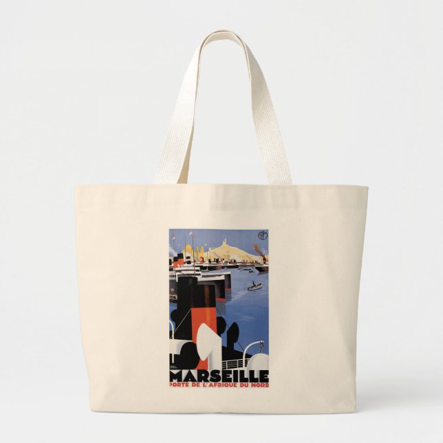 Marseilles Poster Large Tote Bag (Front)