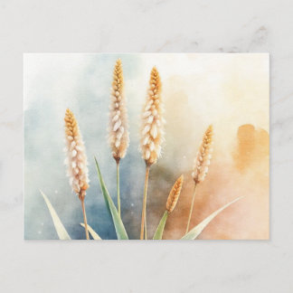 Marsh Cattails in Watercolor Postcard