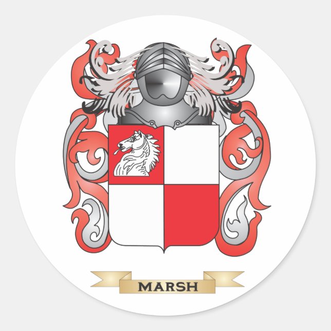 Marsh Coat of Arms (Family Crest) Classic Round Sticker (Front)