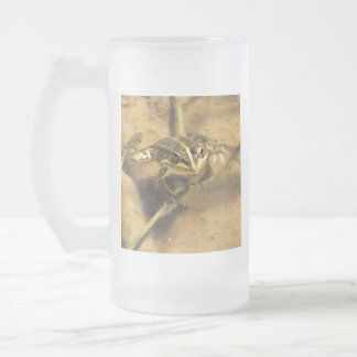 Marsh Frog Immersed In River Water Painting Frosted Glass Beer Mug