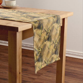 Marsh Frog Immersed In River Water Painting Short Table Runner