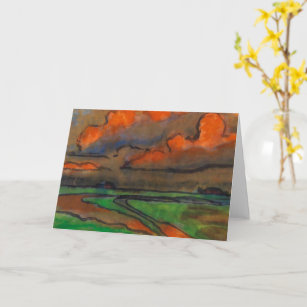 Marsh Landscape Under Red Clouds   Emil Nolde   Card
