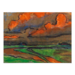 Marsh Landscape Under Red Clouds Emil Nolde Photo Print