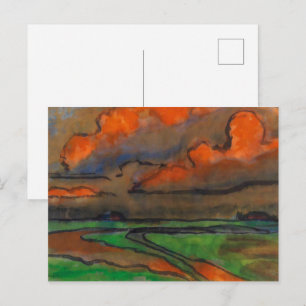 Marsh Landscape Under Red Clouds Emil Nolde Postcard