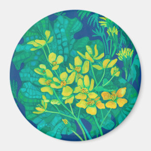 Marsh Marigold Summer Wildflowers Floral Painting  Magnet