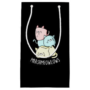 Marsh-meow-lows Funny Cat Marshmallow Pun Dark BG Small Gift Bag
