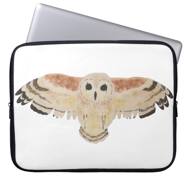 Marsh Owl Watercolor Bird Laptop Sleeve (Front)