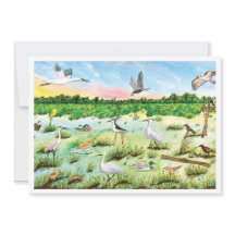 Marsh Wetlands Flat Greeting Card