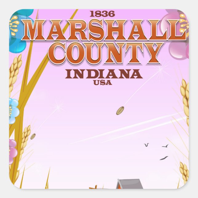 Marshall County '1836' Indiana travel poster. Square Sticker (Front)