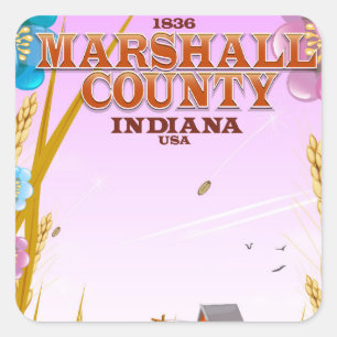 Marshall County '1836' Indiana travel poster. Square Sticker