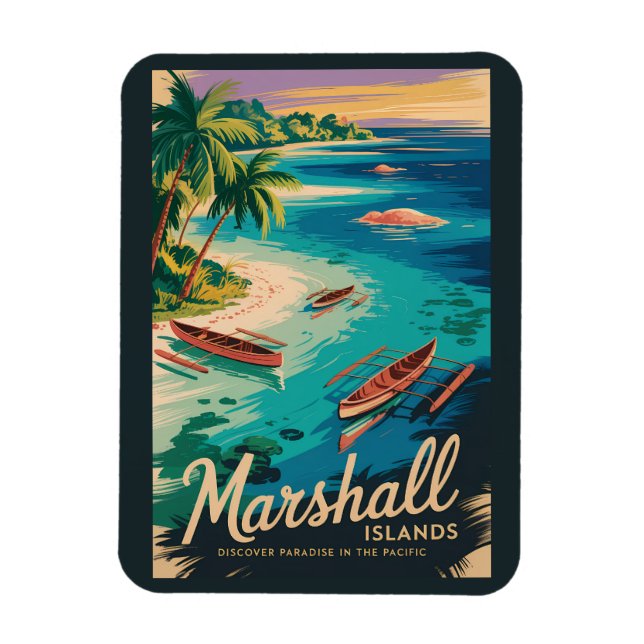 Marshall Islands Coast Illustration Travel Art Magnet (Vertical)