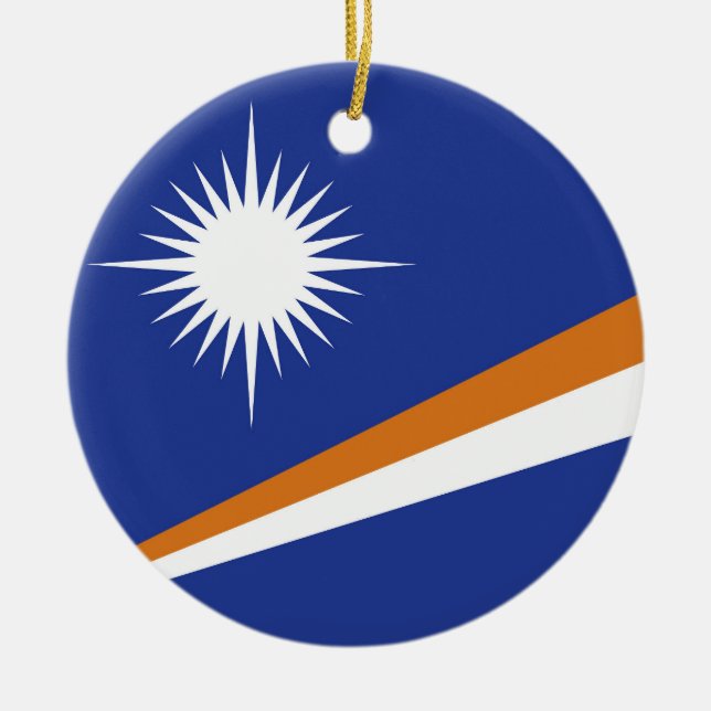 Marshall Islands flag Ceramic Tree Decoration (Front)