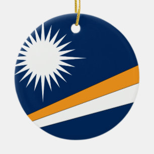 Marshall Islands Flag Ceramic Tree Decoration