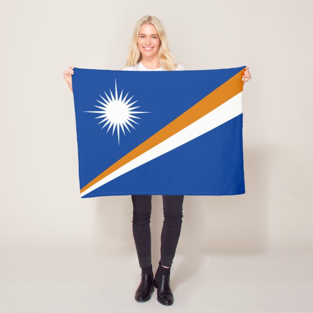 Marshall Islands Flag Fleece Blanket (In Situ)