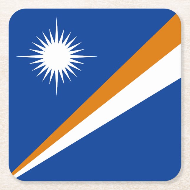 Marshall Islands Flag Square Paper Coaster (Front)