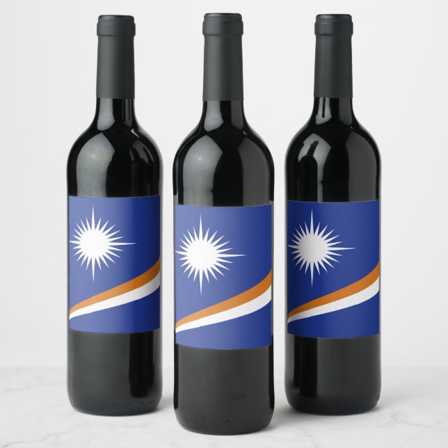 Marshall Islands flag Wine Label (Bottles)